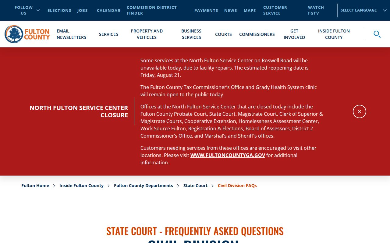 Fulton State Court civil division filing and hearing guidance