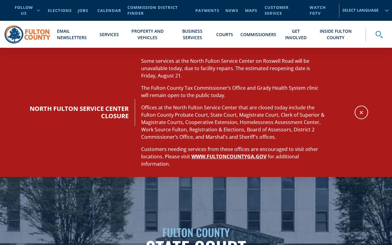 Fulton County State Court calendar jurisdiction and location