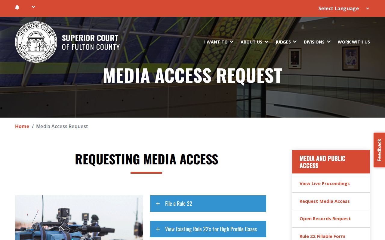 Fulton County court records Rule 22 media access request