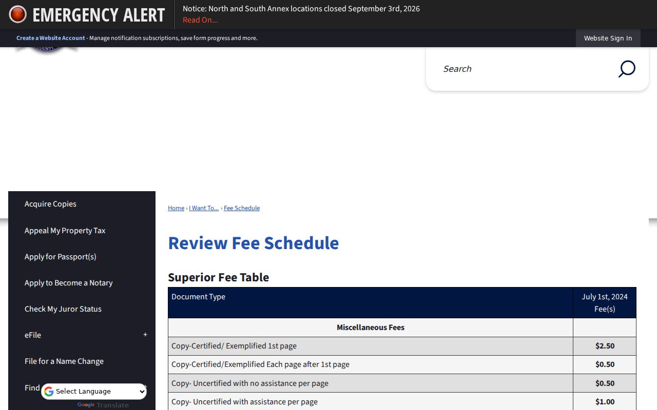 Fulton County court records copy and certification fee schedule