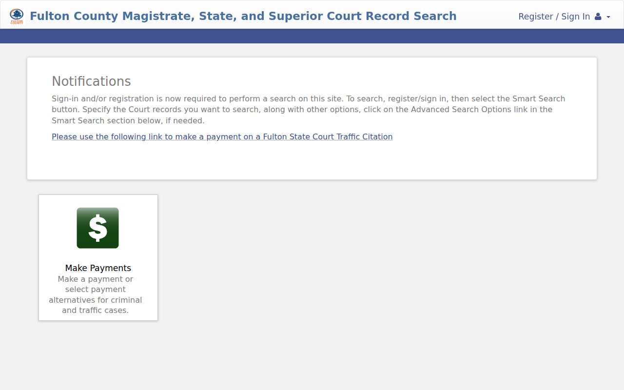 Fulton Odyssey public record search entry for criminal dockets