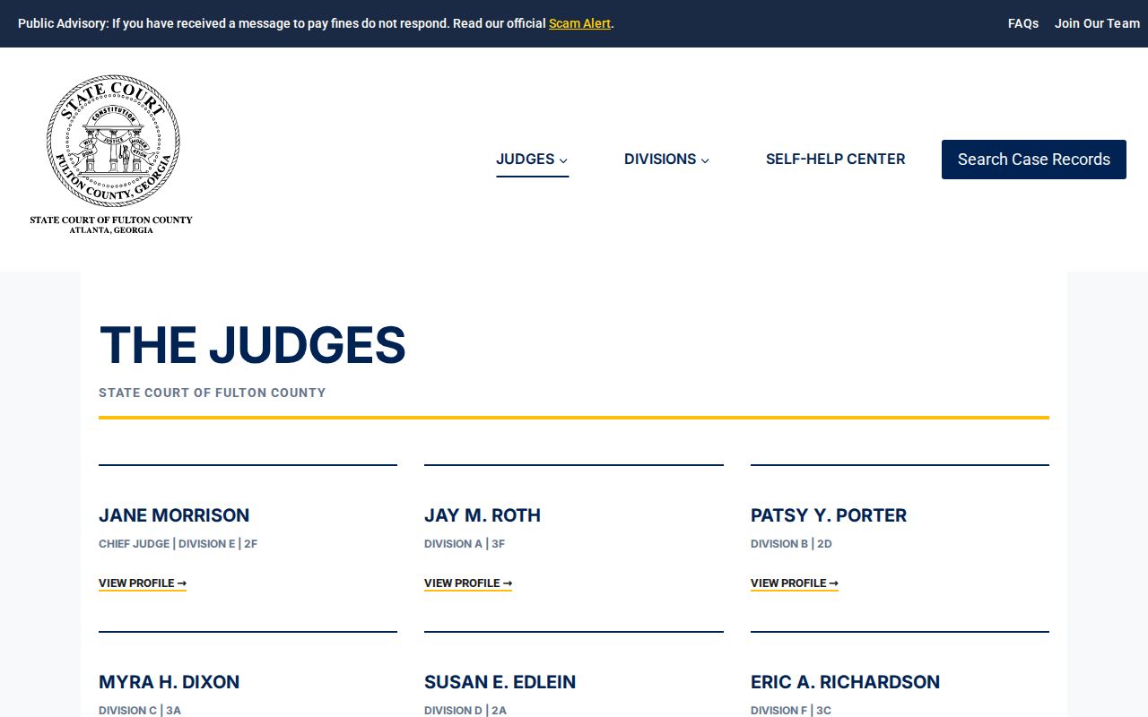 Fulton State Court judiciary page for misdemeanor docket context