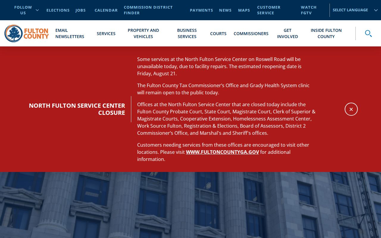 Fulton County court docket court and justice agency map