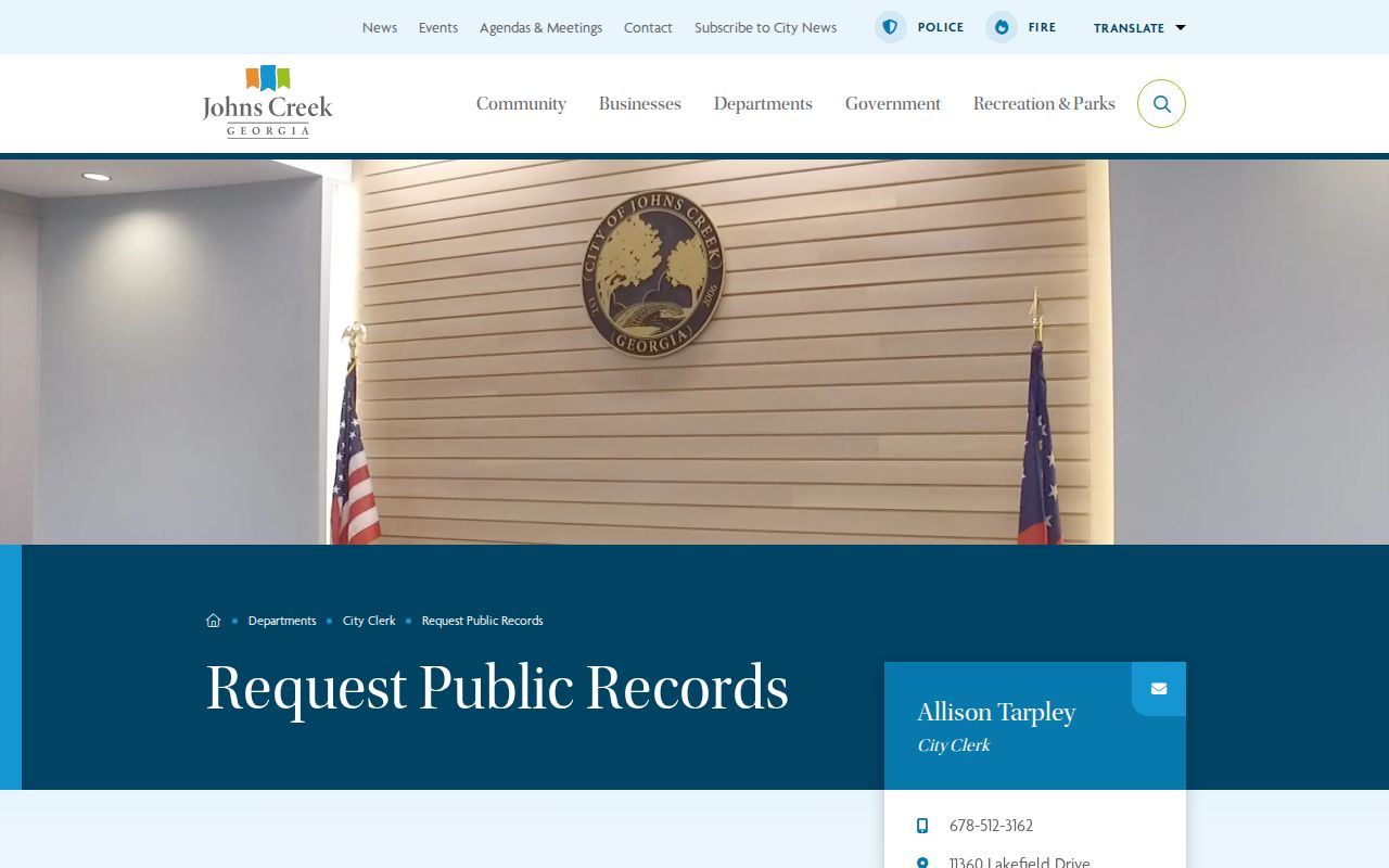 Johns Creek court docket public records policy and request route