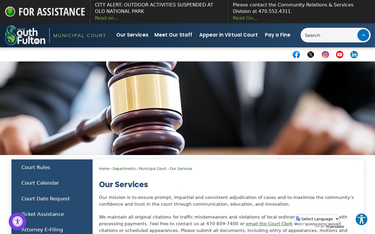 South Fulton court docket payment methods deadlines and clerk services
