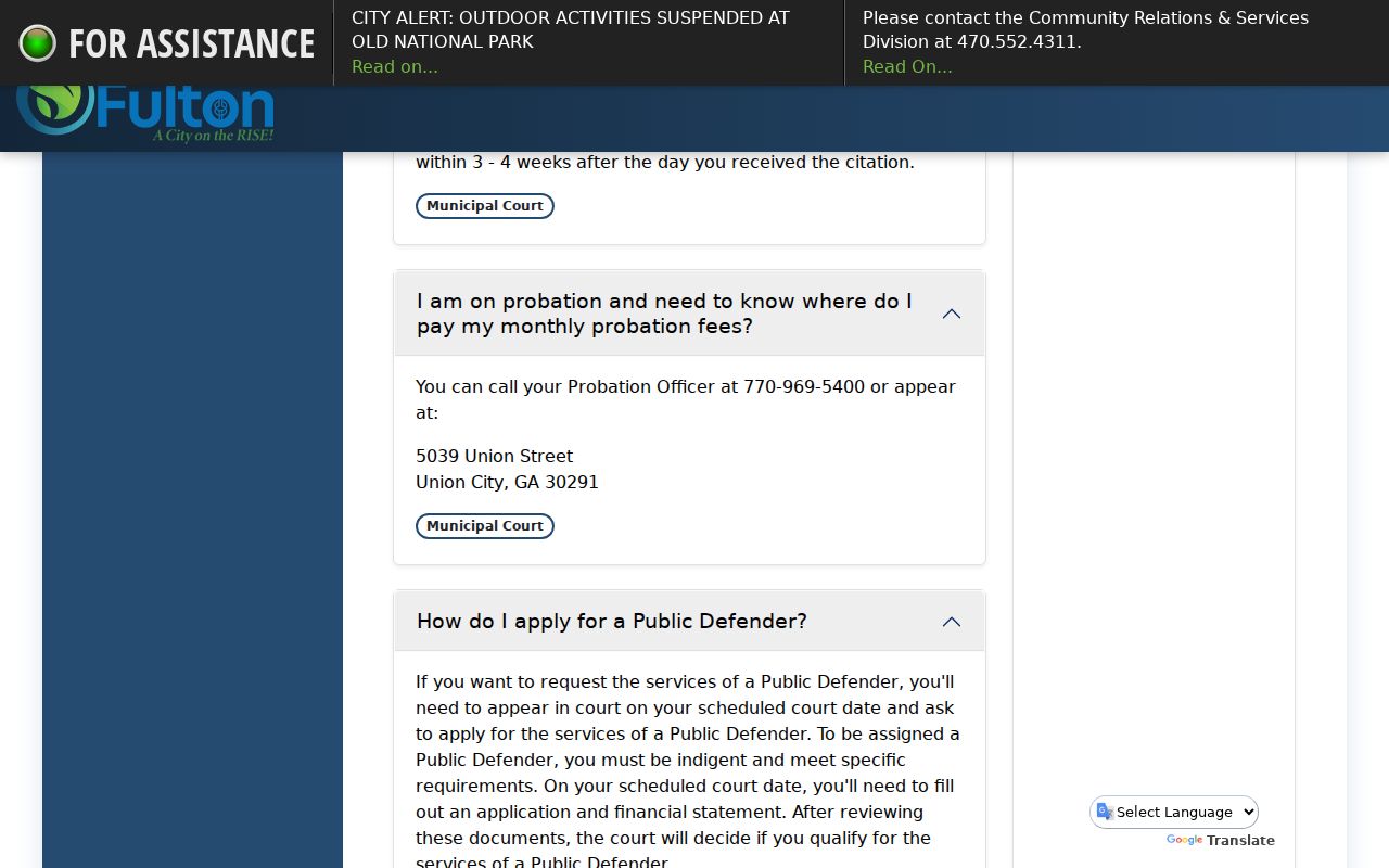 South Fulton court docket FAQ for citations resets dispositions and virtual court